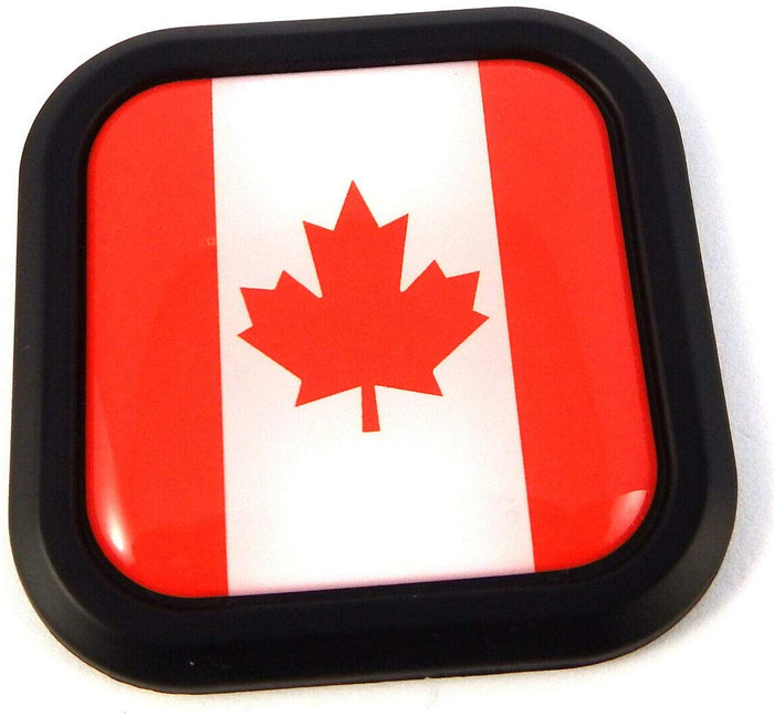 Canada Flag Square Black rim Emblem Car 3D Decal Badge Hood Bumper sticker 2"