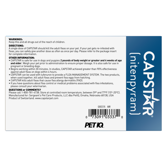 Capstar Flea Tablets for Small Dogs 5-25 lbs