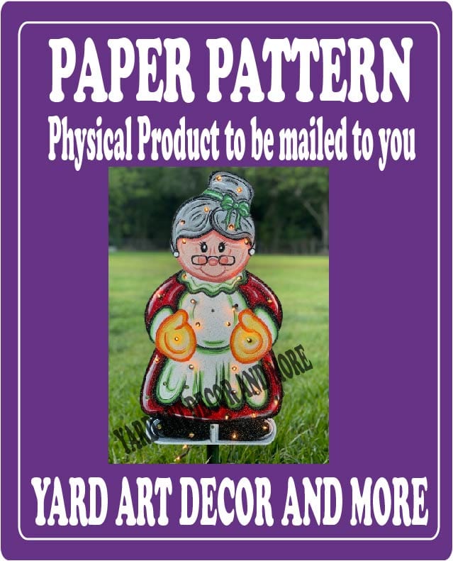Christmas  Santa Lighted Mrs. Clause Yard Art Paper Pattern