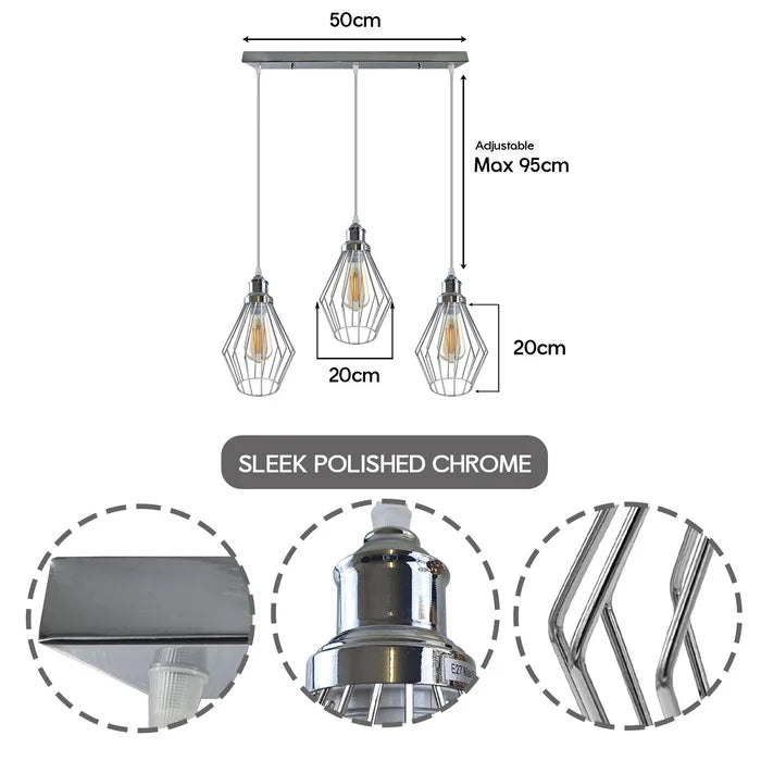 Chrome Wire Cage Ceiling Pendant light~4211