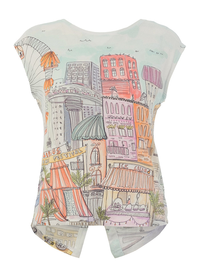 City Circus Button Back Tee