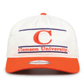 Clemson Original Bar snapback hat with embroidered school design, front view