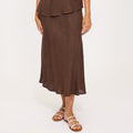 Coffee Linen Slip Skirt (Only S Left)