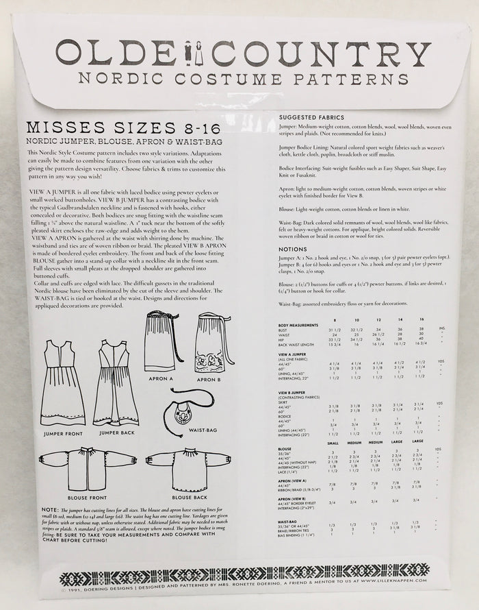 Costume Pattern - Ladies sizes 8-16