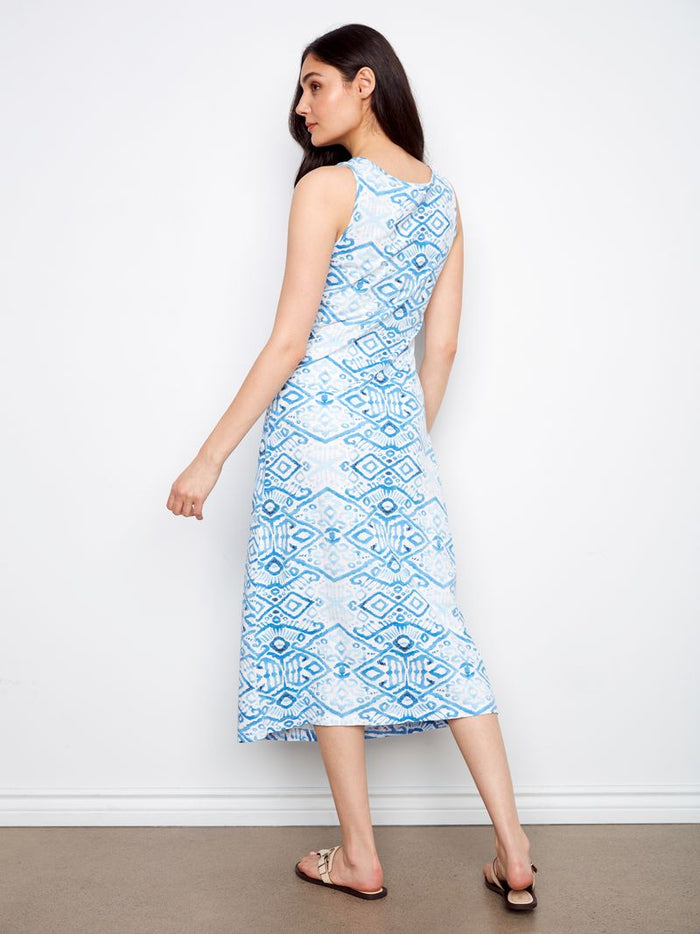 Cotton Slub Knotty Printed Dress