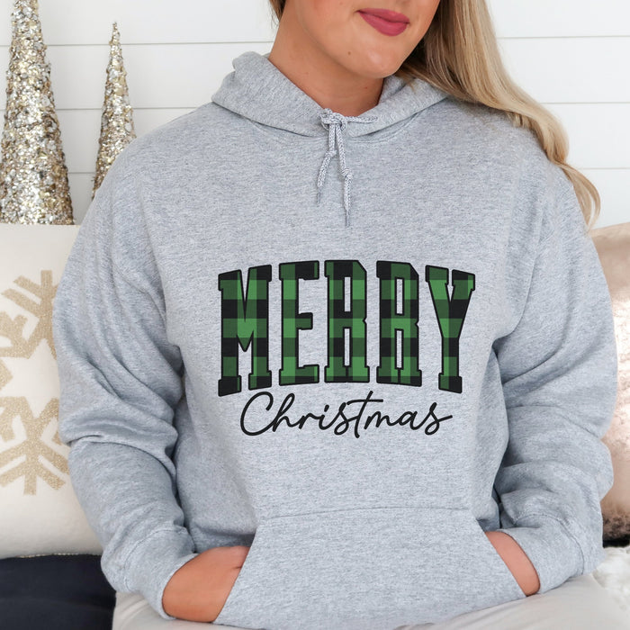 Country Green Plaid Merry Christmas Hoodie - Trendznmore