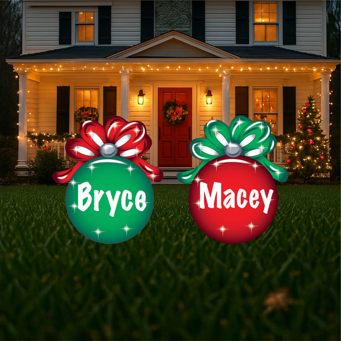 Custom Name Christmas Bauble Lawn Ornaments – Outdoor Holiday Yard Signs