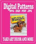 Dog with Welcome Sign Yard Art Digital Template