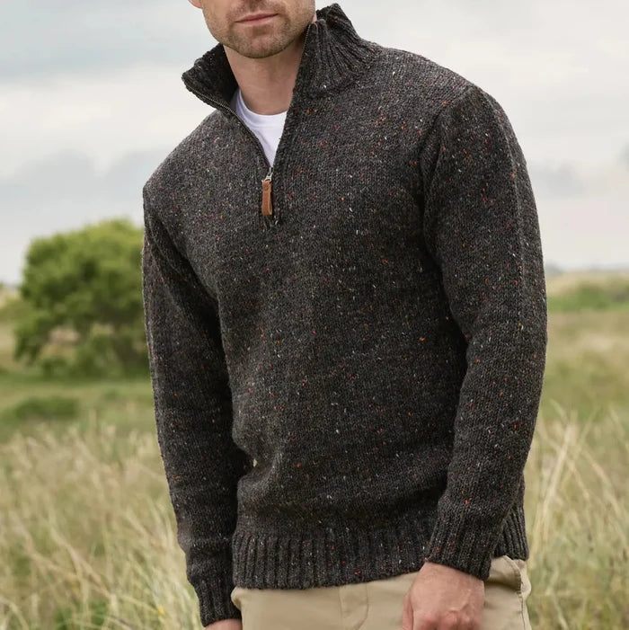 Donegal Half Zip Sweater - Graphite Brown