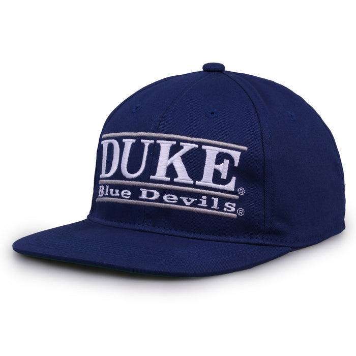 Duke Retro Bar snapback hat in royal blue, angled view