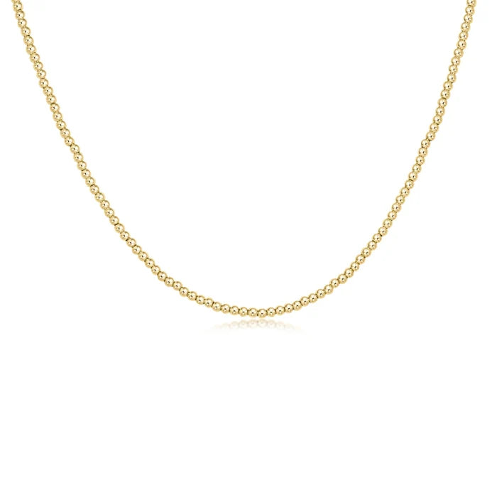eNewton 17-inch beaded classic gold 2mm choker necklace on white background