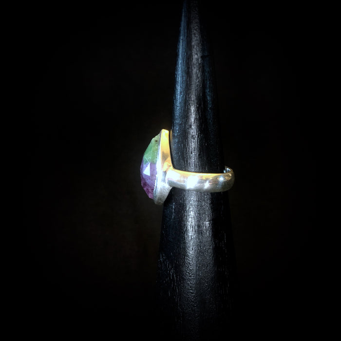 Faceted Ruby Zoisite Pear Ring