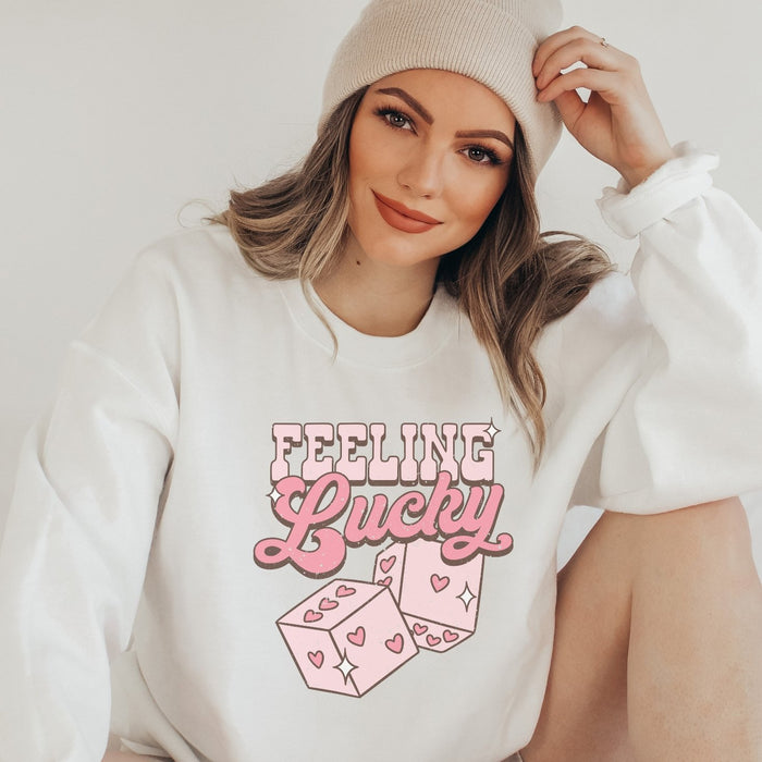 Feeling Lucky Valentines Crewneck Sweatshirt - Trendznmore