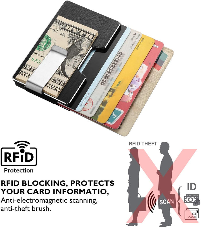 FITNATE Money Clip Carbon Fiber Wallet Pocket RIFD Blocking Card Holder Minimalist