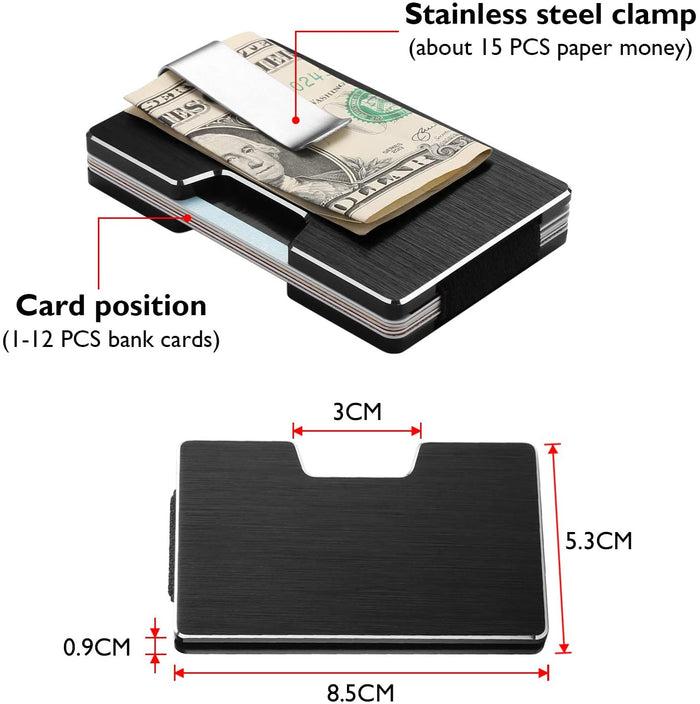 FITNATE Money Clip Carbon Fiber Wallet Pocket RIFD Blocking Card Holder Minimalist