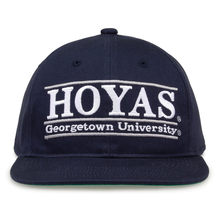 Georgetown Retro Bar snapback hat in navy, front view