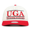 Georgia Original Bar snapback hat with embroidered school design, front view