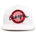 Georgia Retro Circle snapback hat in white, front view
