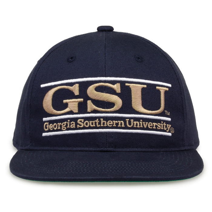 Georgia Southern Retro Bar snapback hat in navy, front view