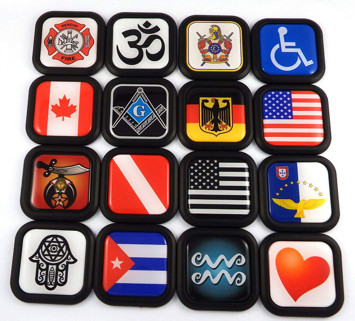 Greece Flag Square Black rim Emblem Car 3D Decal Badge Hood Bumper sticker 2"
