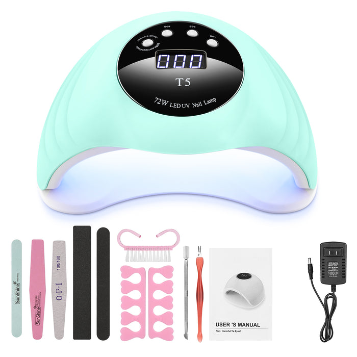 Green LED Nail Lamp 48W UV LED Gel Nail Lamp with 4 Timers 10s/30s/60s/99s Auto Sensor