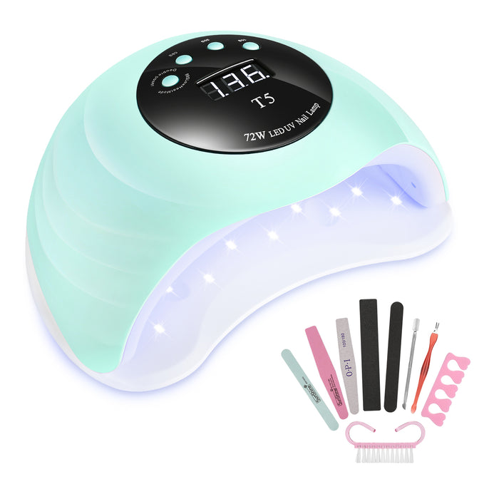 Green LED Nail Lamp 48W UV LED Gel Nail Lamp with 4 Timers 10s/30s/60s/99s Auto Sensor