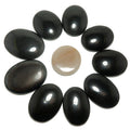 Grid Crystal Bundle of 10 Black Blackstone Oval Cabochon Orange Aventurine