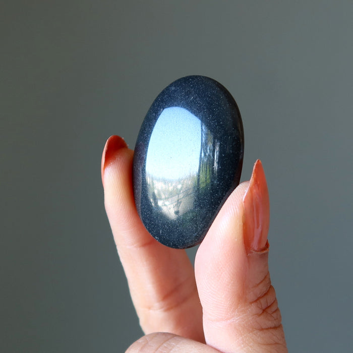 Grid Crystal Bundle of 10 Black Blackstone Oval Cabochon Orange Aventurine