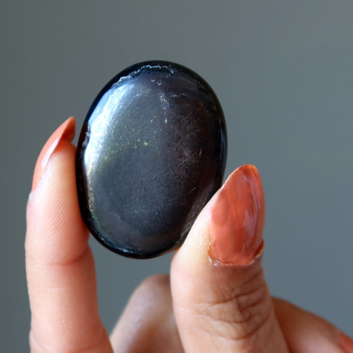 Grid Crystal Bundle of 10 Black Blackstone Oval Cabochon Orange Aventurine