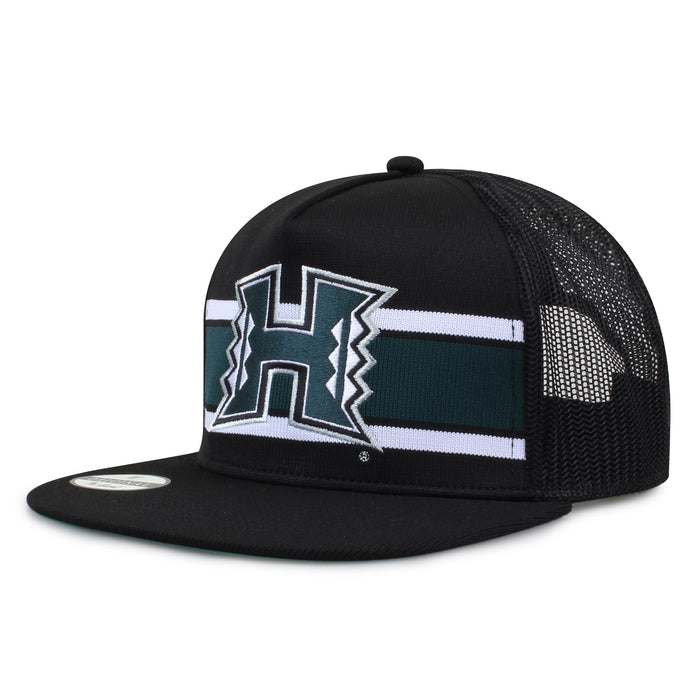 University of Hawaii Class of '92 trucker hat, angled front view showing embroidered logo and mesh side