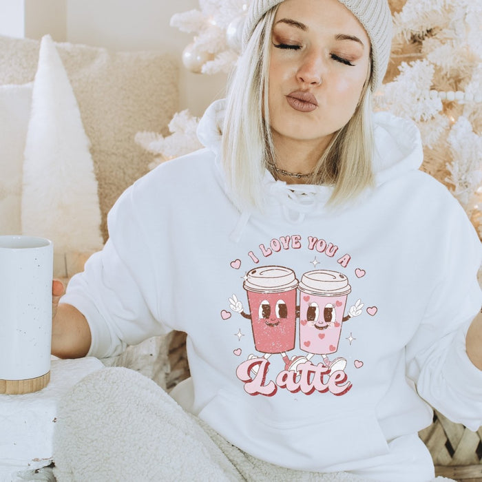 I Love You Latte Retro Valentines Hoodie - Trendznmore