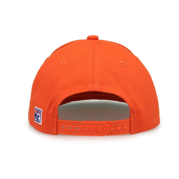 Illinois Retro Bar snapback hat in orange, straight rear view showing the adjustable snap closure