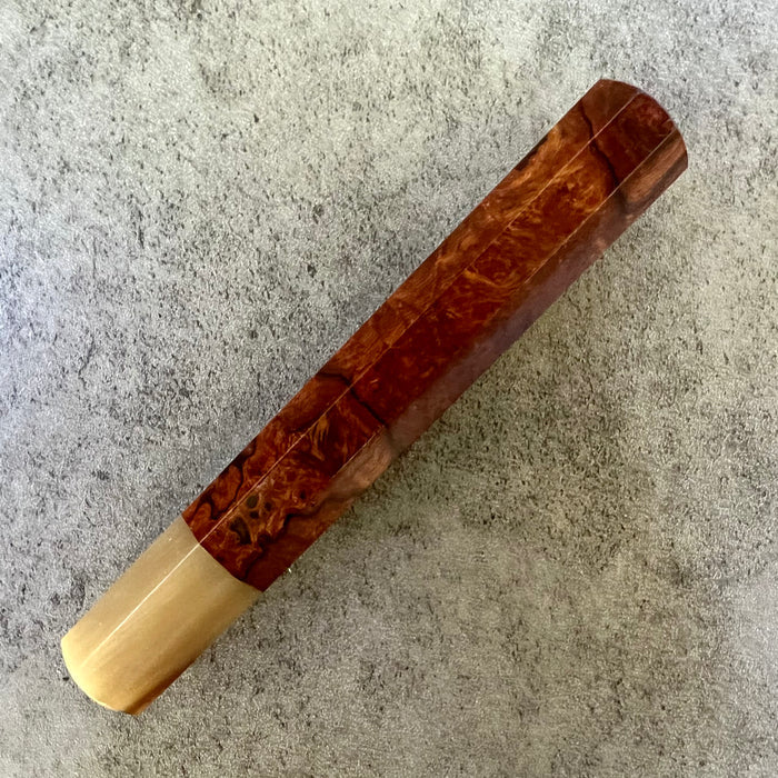 Custom Japanese Knife handle (wa handle)  for 165-210mm: Ironwood burl and blonde horn