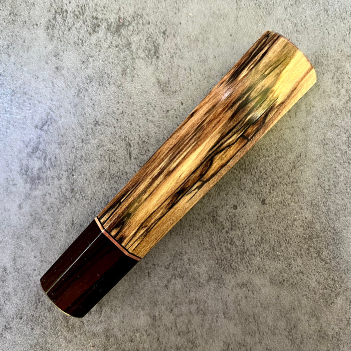 Custom Japanese Knife handle (wa handle)  for 165-210mm: Spalted Sycamore and African Blackwood