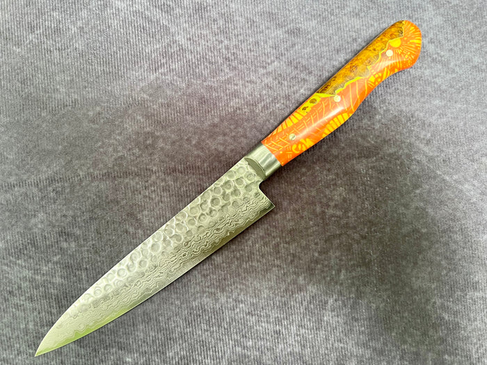 Custom Tsunehisa VG10 Damascus Hammered Western Petty 135mm - Parasol