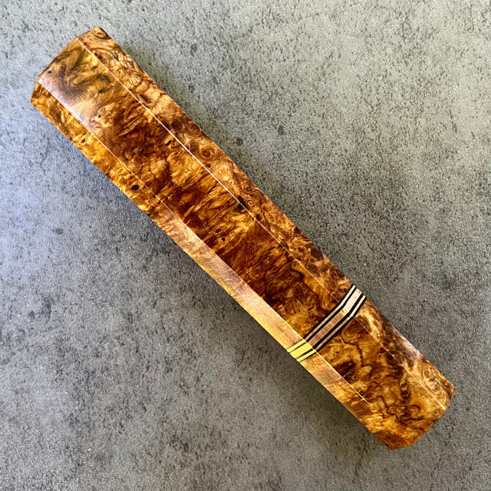 Custom Japanese Knife handle (wa handle)  for 210mm:   Amboyna burl and copper