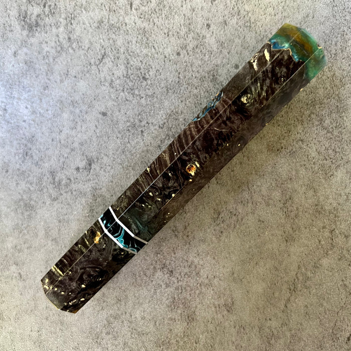 Custom Japanese Knife handle (wa handle)  for 165-210mm:   Black dyed box elder hybrid