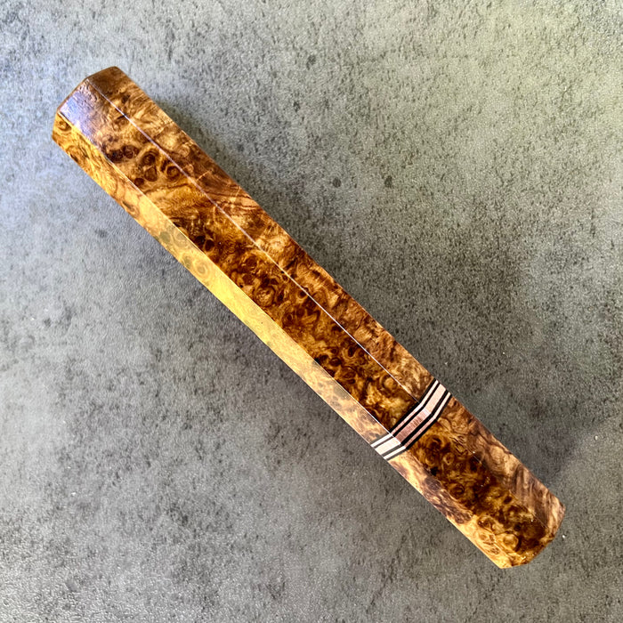 Custom Japanese Knife handle (wa handle)  for 210mm:   Amboyna burl and copper