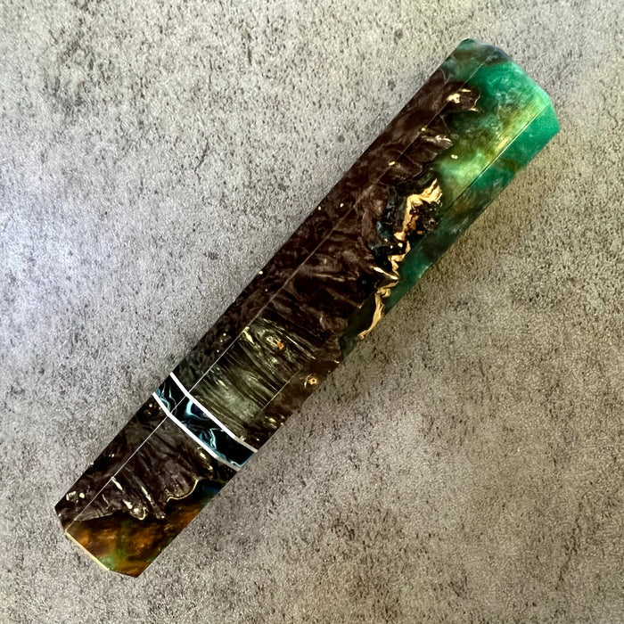 Custom Japanese Knife handle (wa handle)  for 165-210mm:   Black dyed box elder hybrid