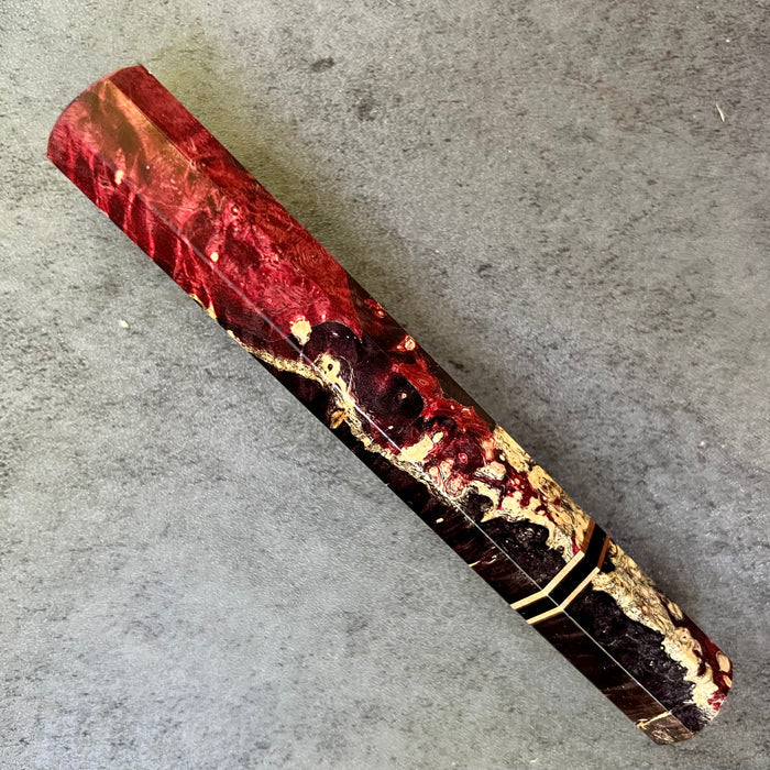 Custom Japanese Knife handle (wa handle)  for 240mm -    Black and red dyed box elder and copper