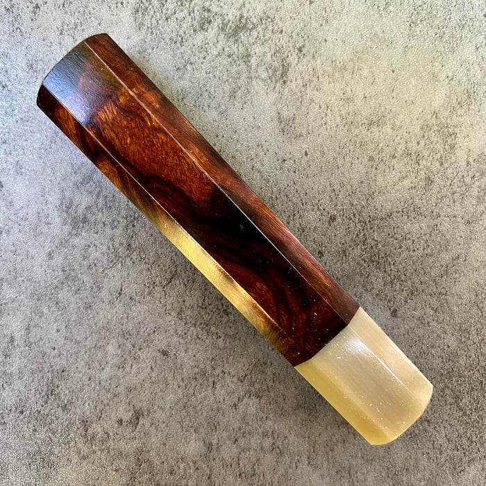 Custom Japanese Knife handle (wa handle)  for 165-210mm: Dark ironwood and blonde horn