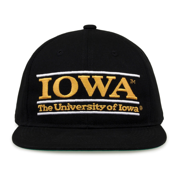Iowa Retro Bar snapback hat in black, front view