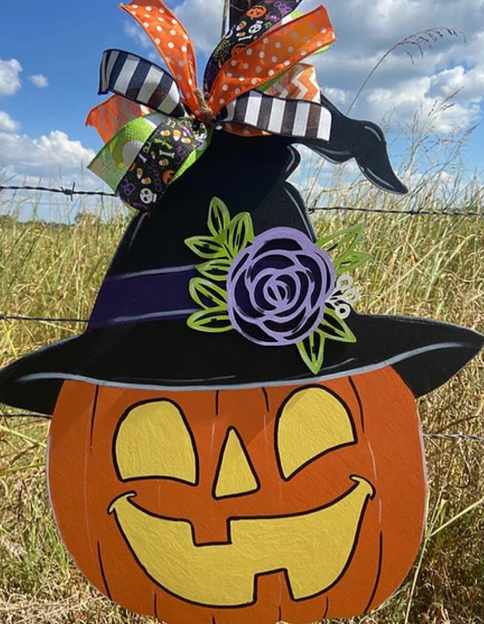 Jack-o-Lantern Wooden Door Hanger