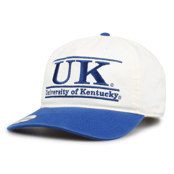 Kentucky Original Bar snapback hat showing embroidered front design and curved brim, angled view