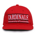 Louisville Retro Bar snapback hat in red, front view