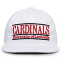 Louisville Retro Bar snapback hat in white, front view