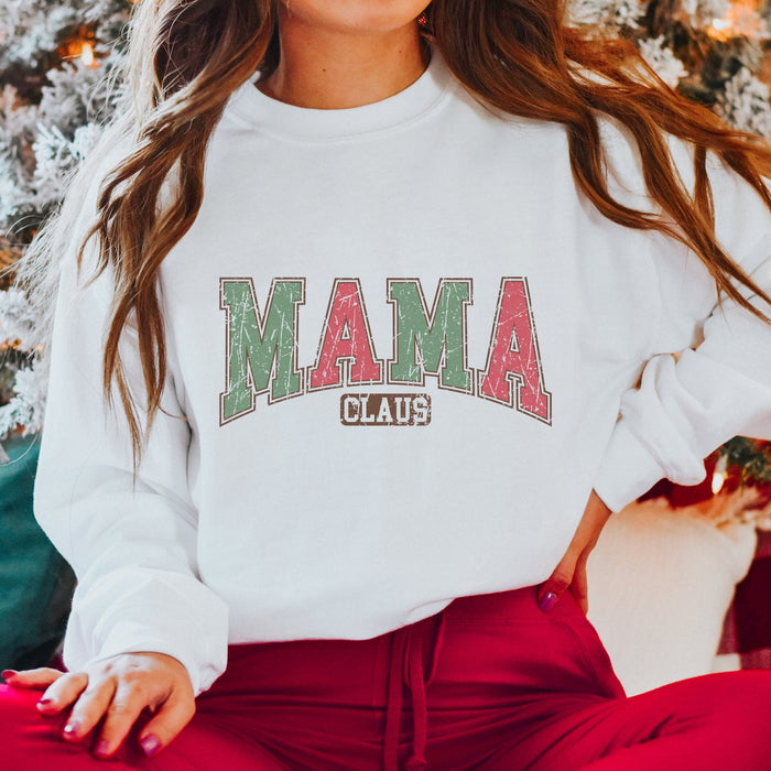 Mama Claus Varsity Christmas Graphic Sweatshirt - Trendznmore