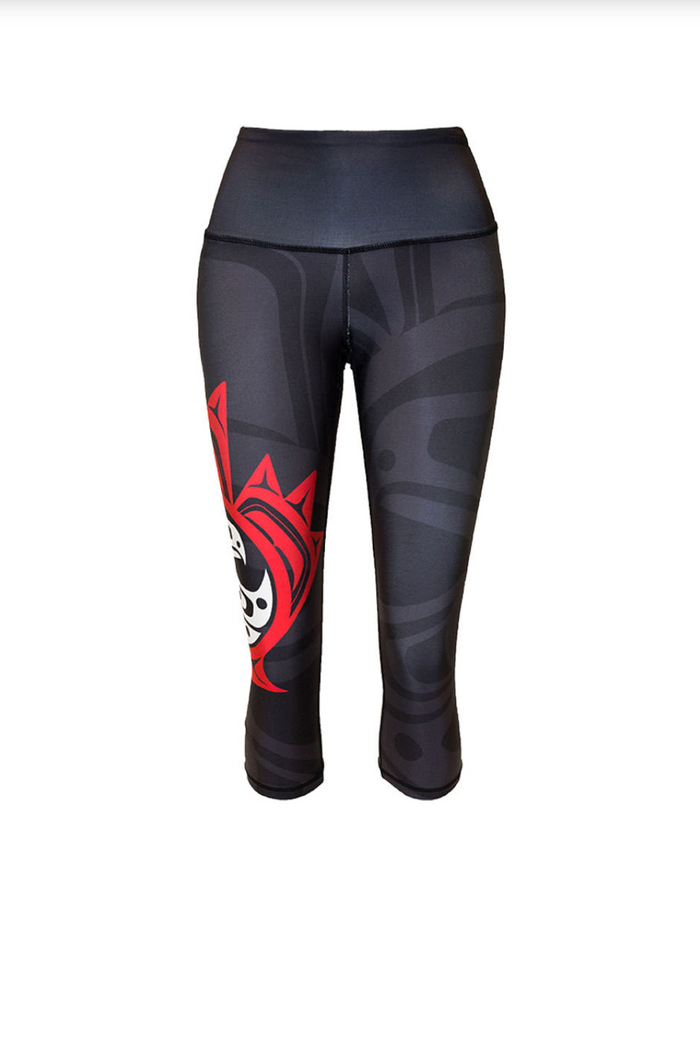 Maple Leaf Black - Capri Legging