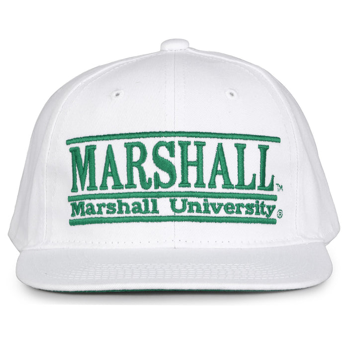 Marshall Retro Bar snapback hat in white, front view