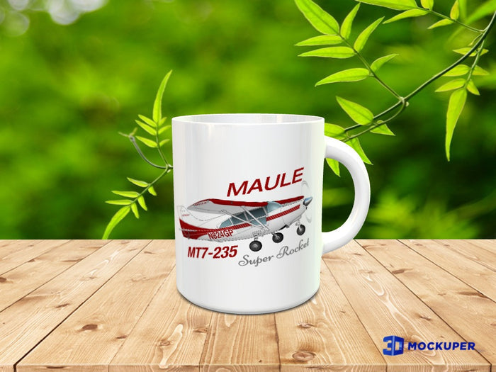Maule MT7-235 Super Rocket (Red/Silver) Airplane Ceramic Mug - Personalized with N#